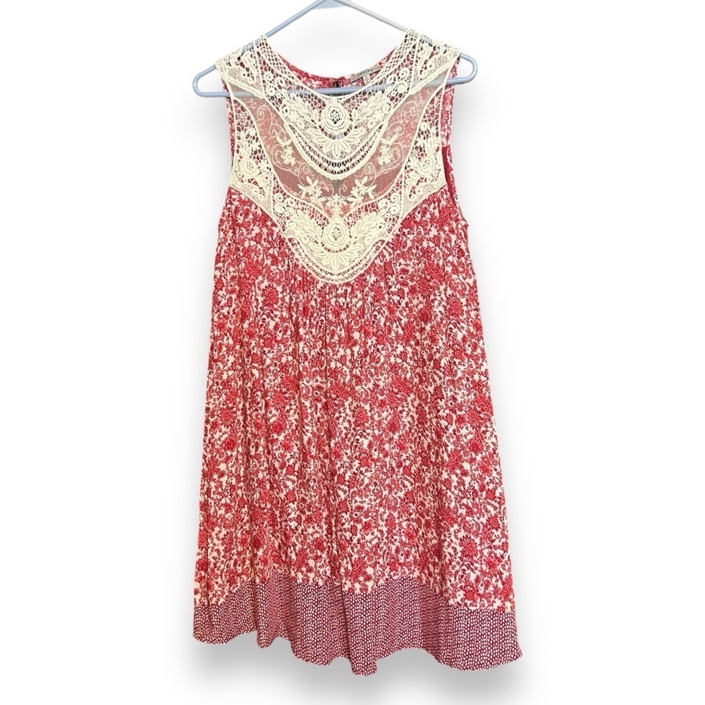 Jodifl Peasant Style Dress Lace Sleeveless Women’s Size Small Floral Pattern